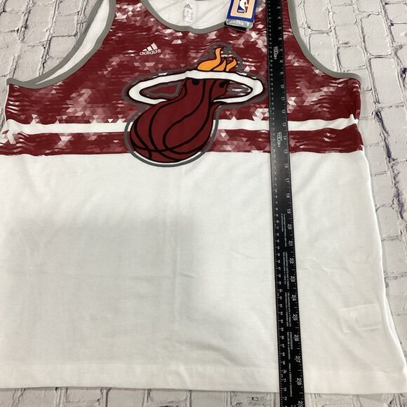 Adidas Tank Top Men's Size XL White Burgandy NBA Miami Heat Tank Top NWT - Picture 6 of 9